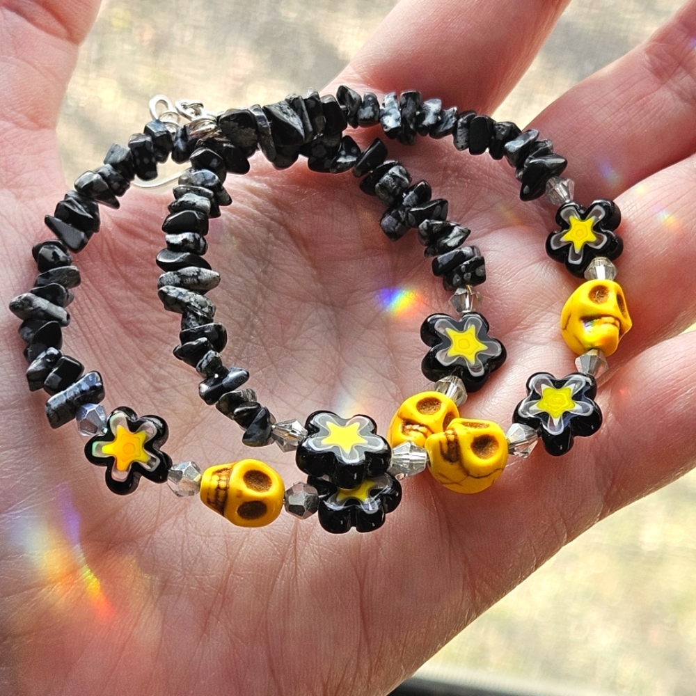 Sunlit Skulls Hoop Earrings